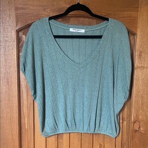 NWOT Sage green V-Neck Ribbed sweater Top